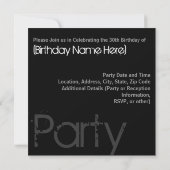 30. Charcoal Swirl Custom Invitations vorne/hinten Einladung (Rückseite)