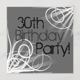 30. Charcoal Swirl Custom Invitations vorne/hinten Einladung