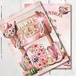 30. Cowgirl Stiefel Bling Western Pink Brown Einladung