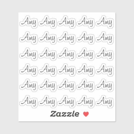 30 Custom Modern Short Name Word Initials Black Aufkleber (Blatt)