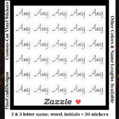 30 Custom Modern Short Name Word Initials Black Aufkleber