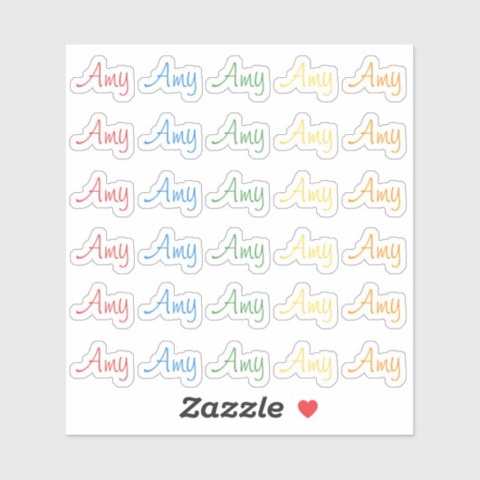 30 Custom Modern Short Name Word Initials Bright Aufkleber (Blatt)