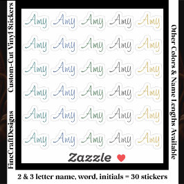 30 Custom Modern Short Name Word Initials Neutral  Aufkleber