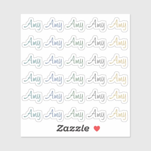 30 Custom Modern Short Name Word Initials Neutral  Aufkleber (Blatt)