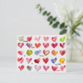 30 Danke Valentine Hearts Postcard Postkarte (Stehend Vorderseite)