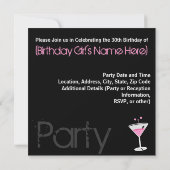 30 Eigene Einladungen mit rosafarbener Holzkohle (Rückseite)