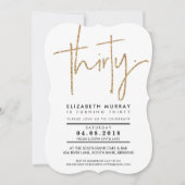 30. EINLADUNG cooles Gold Glitzer (Vorderseite)