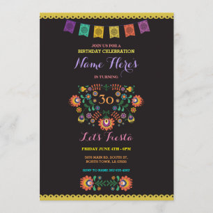 30. Einladung Fiesta-Geburtstags-Blumenmexikos