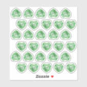 30 Emerald Heart Watercolor Add Monogram Wedding Aufkleber (Blatt)