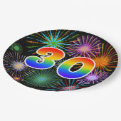 30. Event - Spaß, farbenfroh, kühl, Regenbogen 30 Pappteller (Schrägansicht)