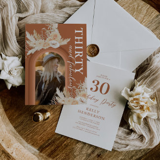 30 & Fabulous Burnt Orange Boho Birthday Einladung