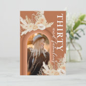 30 & Fabulous Burnt Orange Boho Birthday Einladung (Stehend Vorderseite)