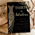 30 & Fabulous Elegant Gold Dress 30. Geburtstag Folieneinladung<br><div class="desc">Boho Blue Brautparty: Dusty Blue & Ivory Floral Einladung Weitere Einladungen in unserem Nest- und Nestladen</div>