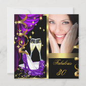 30 Fabulous & Fantastic Lila Champagner Party 3 Einladung (Vorderseite)
