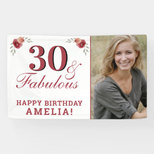 30 & Fabulous Watercolor Floral 30. Geburtstag Banner