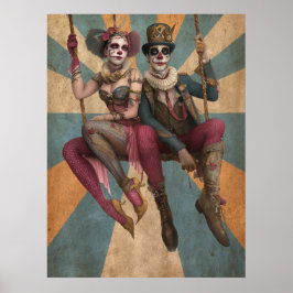 30 FD2 Circus Clown Art Vintag Retro Karneval Poster