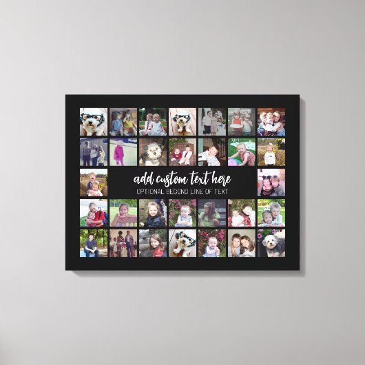 30 Foto Collage Grid - 2 Textfelder - Schwarz-weiß Leinwanddruck (Vorderseite)