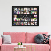 30 Foto Collage Grid - 2 Textfelder - Schwarz-weiß Leinwanddruck (Insitu (Wohnzimmer))