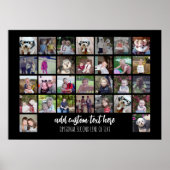 30 Foto Collage Grid - 2 Textfelder - Schwarz-weiß Poster (Vorne)