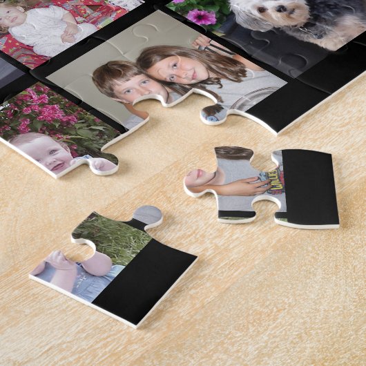 30 Foto Collage Grid - 2 Textfelder - Schwarz-weiß Puzzle (Seite)