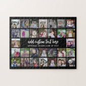 30 Foto Collage Grid - 2 Textfelder - Schwarz-weiß Puzzle (Horizontal)