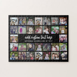 30 Foto Collage Grid - 2 Textfelder - Schwarz-weiß Puzzle