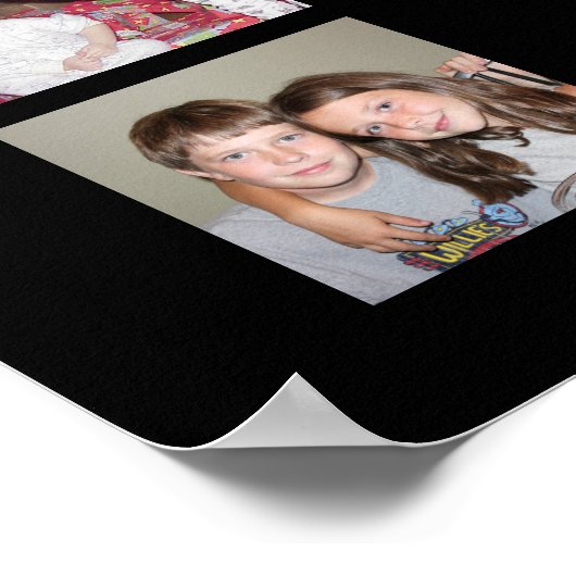 30 Foto Collage Grid - Textfeld - Schwarz-weiß Poster (Ecke)