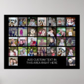 30 Foto Collage Grid - Textfeld - Schwarz-weiß Poster (Vorne)