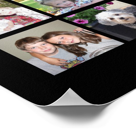 30 Foto Collage Grid - Textfeld - Schwarz-weiß Poster (Ecke)