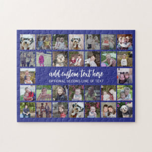 30-Foto-Collage-Raster - 2 Textfelder - blau weiß Puzzle