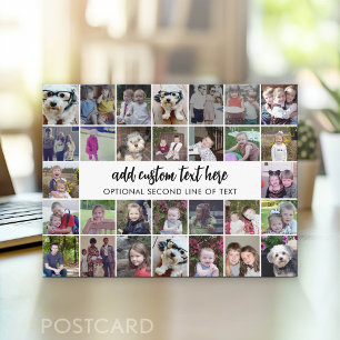 30-Foto-Collage-Raster - 2 Textfelder - schwarz we Postkarte