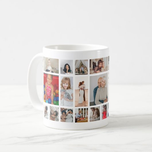 30-Foto-Collage-Vorlage personalisiert Kaffeetasse (Vorderseite Links)