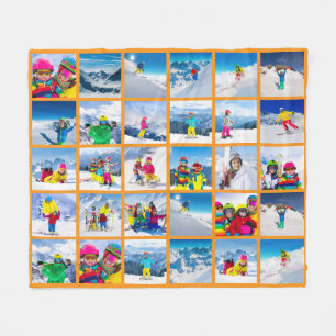 30 Foto-Raster-Collage Orange Fleecedecke