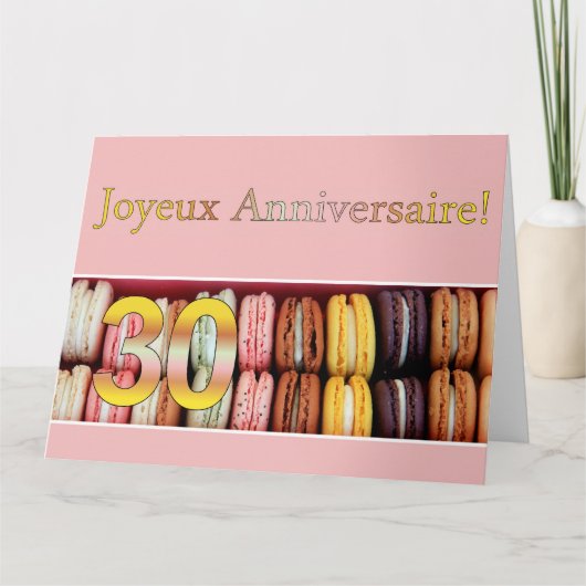 30. Französisch Geburtstag Macaron-Joyeux Annivers Karte (Vorderseite)