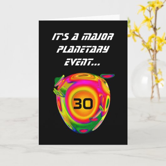 30. Funny Sci Fi Birthday Planet A02 Karte (Gelbe Blume)