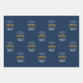 30. Geburtstag 1993 Blauer Gold Name Geschenkpapier Set (Vorderseite 3)