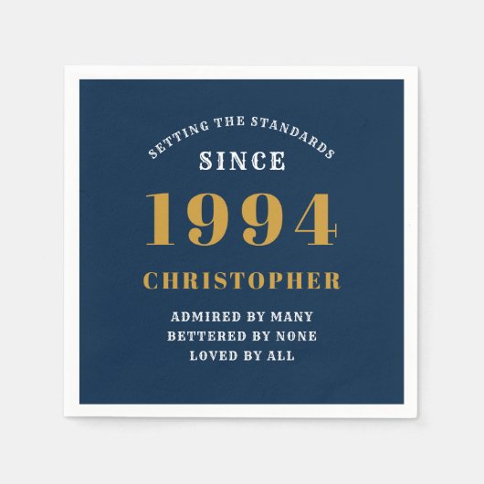 30. Geburtstag 1994 Blue Gold Serviette (Vorderseite)