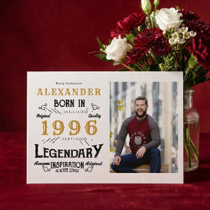 30. Geburtstag 1996 Legende Weiß & Gold Foto Einladung