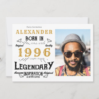 30. Geburtstag 1996 Legende Weiß & Gold Foto Einladung