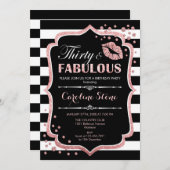 30. Geburtstag - 30 fabelhafte Schwarze Rose Gold Einladung (Vorne/Hinten)