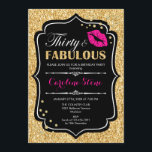 30. Geburtstag - 30 fabelhaftes Gold Black Pink Einladung<br><div class="desc">Einladung zum 30. Geburtstag. Elegantes Schwarz-weißes Design mit Imitate Glitzer Gold. Enthält rosa Lippen Kuss,  Konfetti und Script-Schriftart. Ideal für eine elegante Geburtstagsfeier. 30 Fabelhaft! Nachricht,  wenn Sie weitere Anpassungen benötigen.</div>