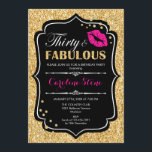 30. Geburtstag - 30 fabelhaftes Gold Black Pink Einladung<br><div class="desc">Einladung zum 30. Geburtstag. Elegantes Schwarz-weißes Design mit Imitate Glitzer Gold. Enthält rosa Lippen Kuss,  Konfetti und Script-Schriftart. Ideal für eine elegante Geburtstagsfeier. 30 Fabelhaft! Nachricht,  wenn Sie weitere Anpassungen benötigen.</div>