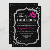30. Geburtstag - 30. Fabelhaftes Schwarz-Rosa-Silb Einladung (Vorne/Hinten)