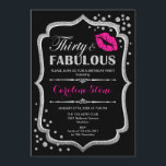 30. Geburtstag - 30. Fabelhaftes Schwarz-Rosa-Silb Einladung<br><div class="desc">Einladung zum 30. Geburtstag. Elegantes Schwarz-weißes Design mit Imitaten Glitzer Silber. Enthält rosa Lippen Kuss,  Konfetti und Script-Schriftart. Ideal für eine elegante Geburtstagsfeier. 30 Fabelhaft! Nachricht,  wenn Sie weitere Anpassungen benötigen.</div>