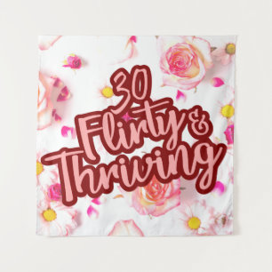 30. Geburtstag 30 Kokett und florierend Spaß rosa Wandteppich
