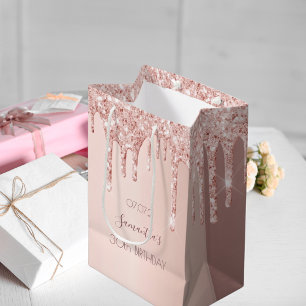 30. Geburtstag 30 Rose Gold Glitzer Tropfen Mittlere Geschenktüte