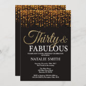 30. Geburtstag 30. und fabelhafter Gold Glitzer Einladung (Vorne/Hinten)