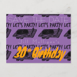 30. Geburtstag 60er Party Save the Date 3 Ankündigungspostkarte