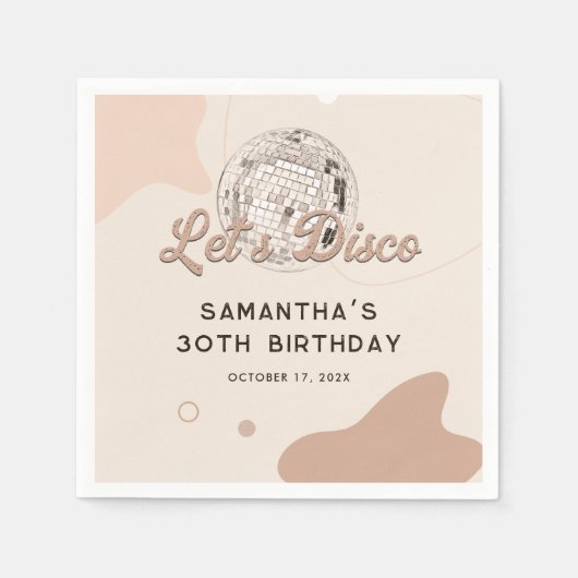 30. Geburtstag 70er Retro Disco Party Paper Serviette (Vorderseite)