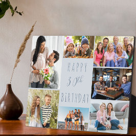 30. Geburtstag 7 Foto Collage Zwei Tone Dusty Blue Fotoplatte